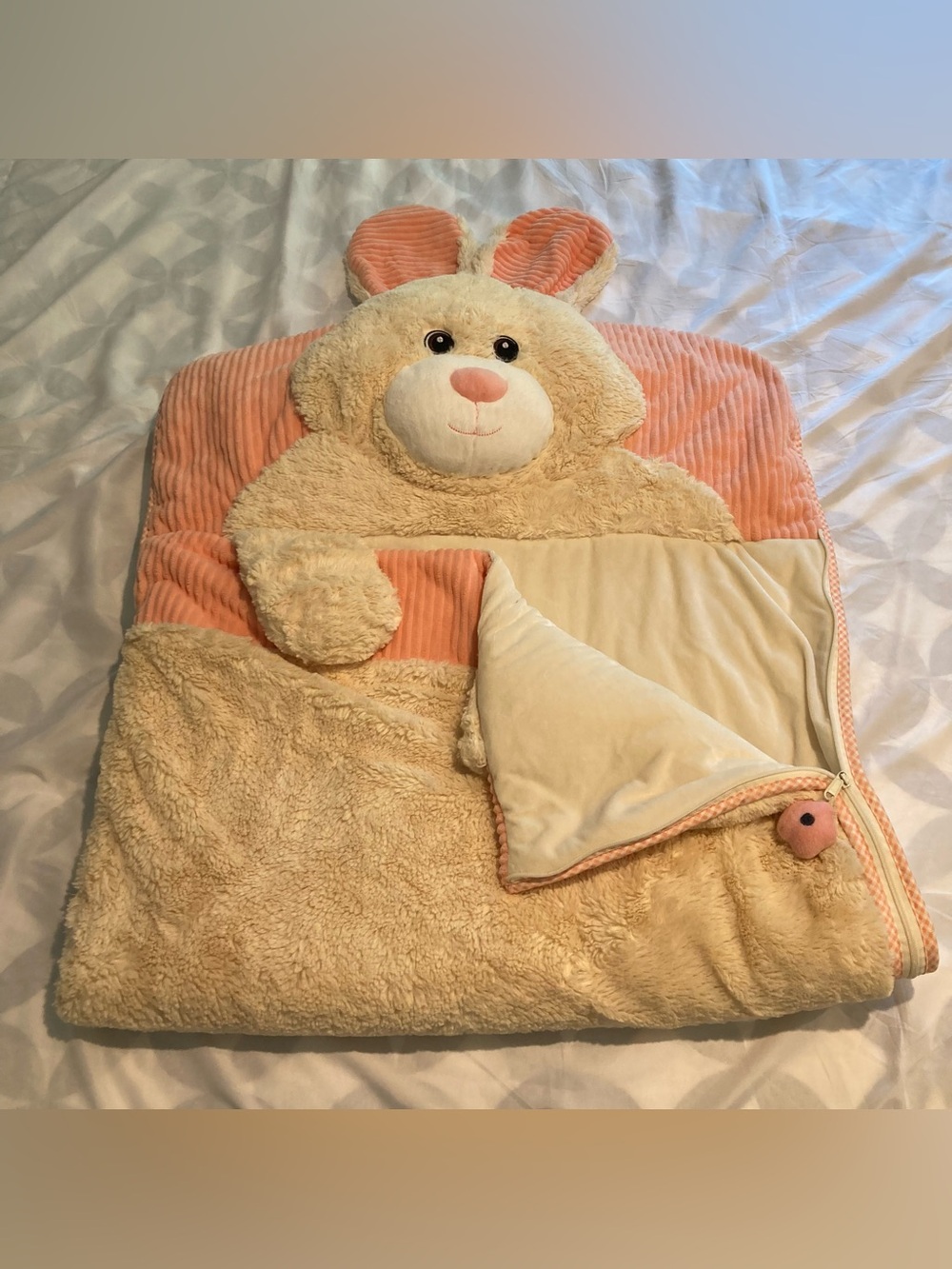 Hugfun Kids Bunny Rabbit Slumber Sleeping Bag Plush Cream Costco 66 x 28.